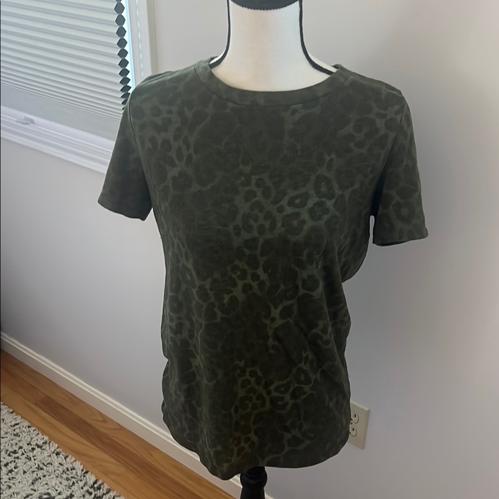 Olive Green Leopard Print Women's Top